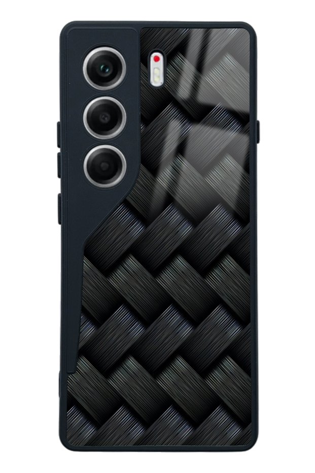 غلاف هاتف لامع بتصميم شبكي أسود لهاتف Tecno Camon 40