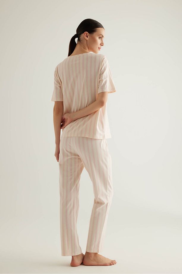 Kadın Pamuklu Kısa Kollu Pijama Üstü - 4