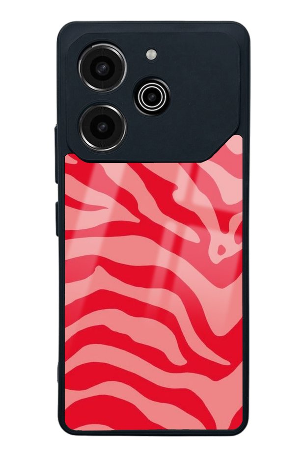 غلاف هاتف لامع بتصميم حمار وحشي أحمر لهاتف Tecno Pova 6 Pro