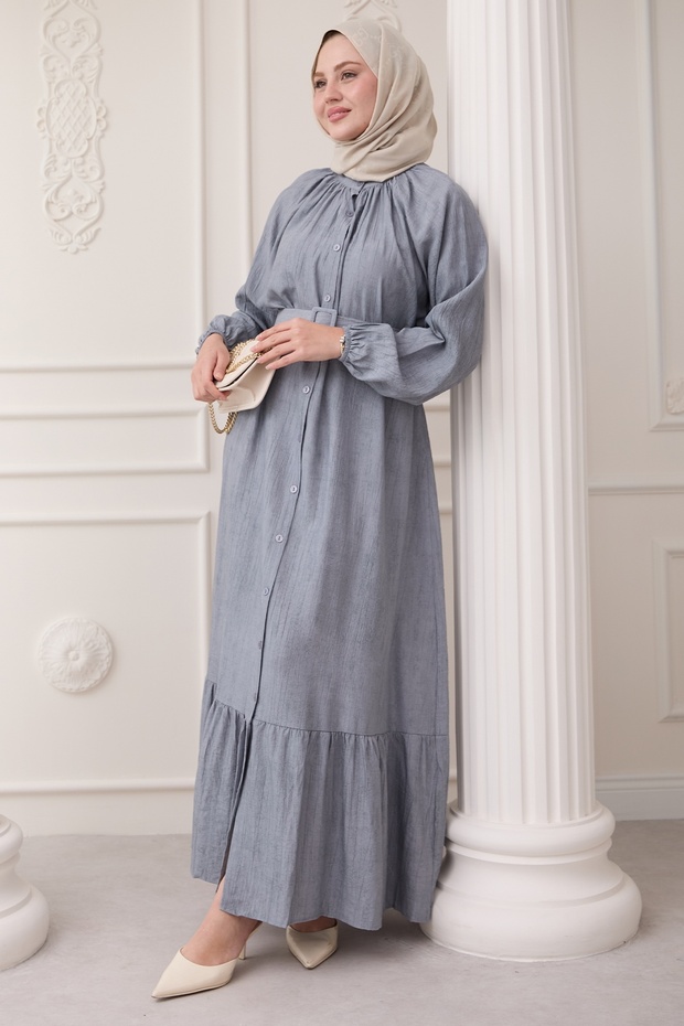 Judge Collar Strawberry Pattern Gray Dress
