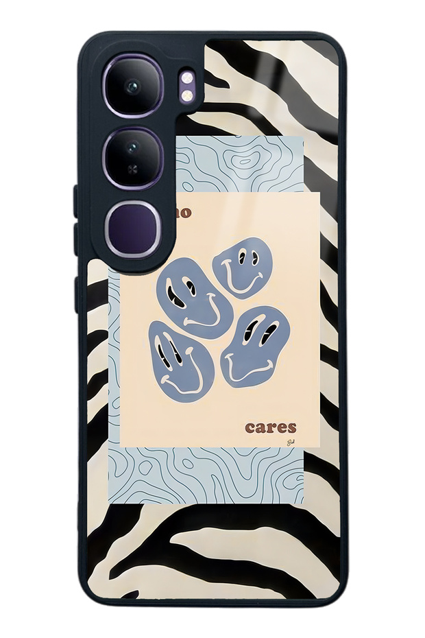 Vivo V40 Lite Glossy Phone Case with Zebra Emoji Design