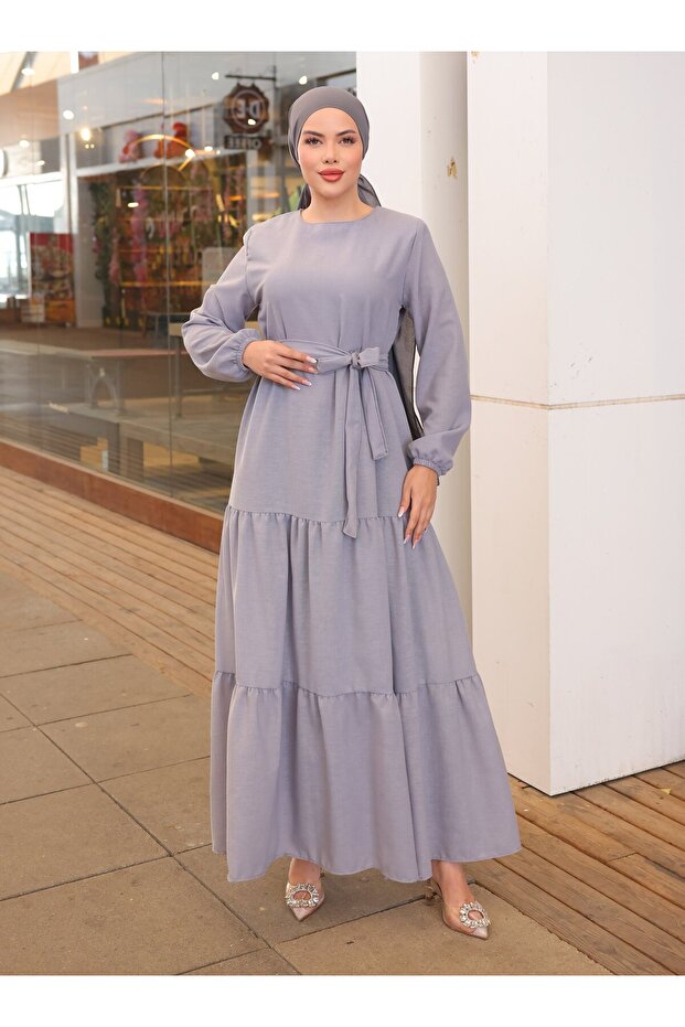 Hijab Dress - Gray - Sahra Buti̇k
