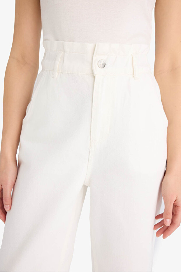 Papiertüten-Elastikbund-Knöchellange Jeanshose E8001AX25SM - 3