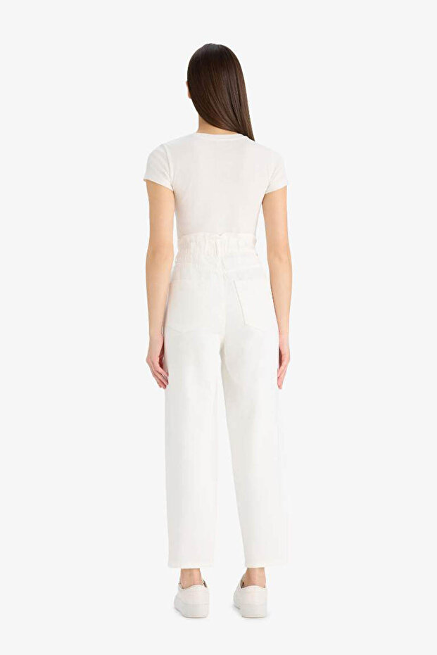 Papiertüten-Elastikbund-Knöchellange Jeanshose E8001AX25SM - 6