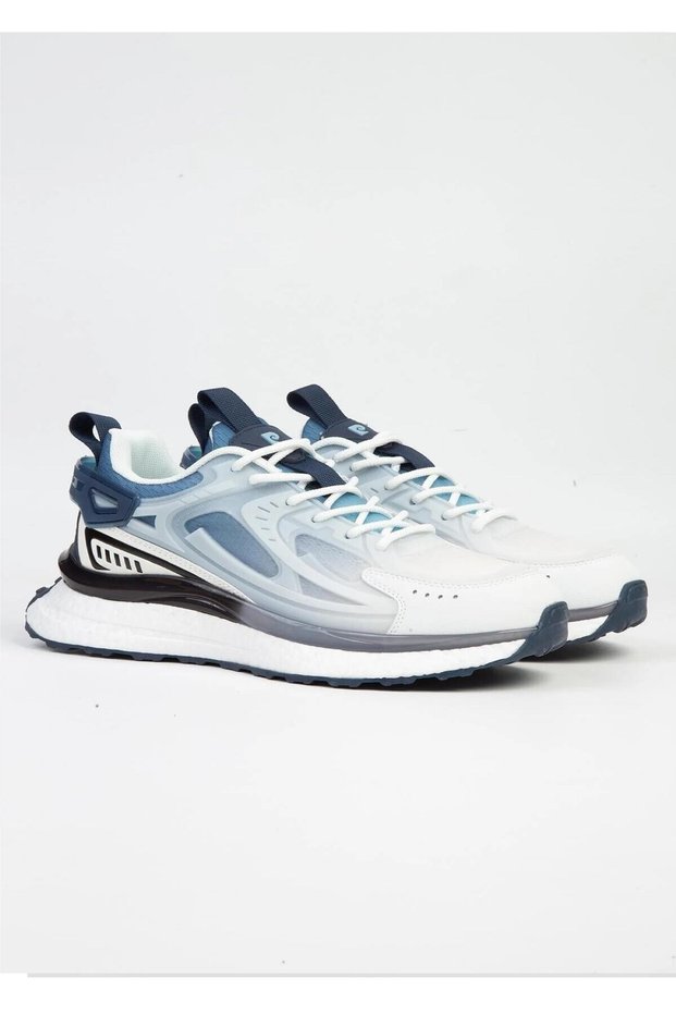 Imported Daily Lace-Up Comfort Sole Men's Sports Sneaker Shoes White Blue