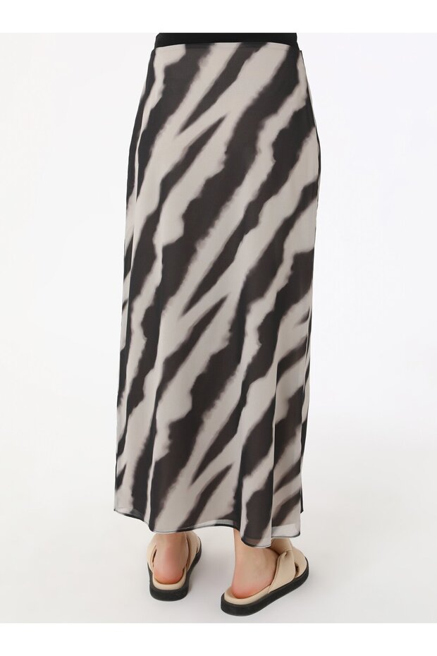 تنورة شيفون منقوشة - أسود - رمادي - رفقة - 6