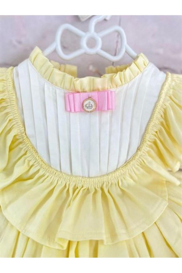 Yellow Balloon Vintage Baby Girl Dress, Custom Made Girls' Dress, Birthday Dress, Photo