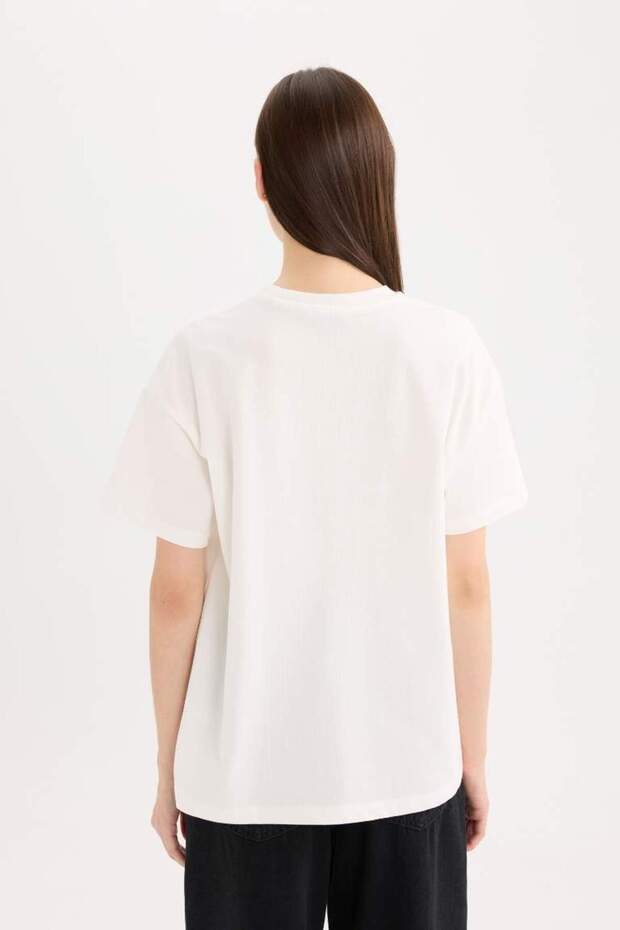 %100 Pamuk Oversıze Basıc Tişört E4935AX25SP - 7