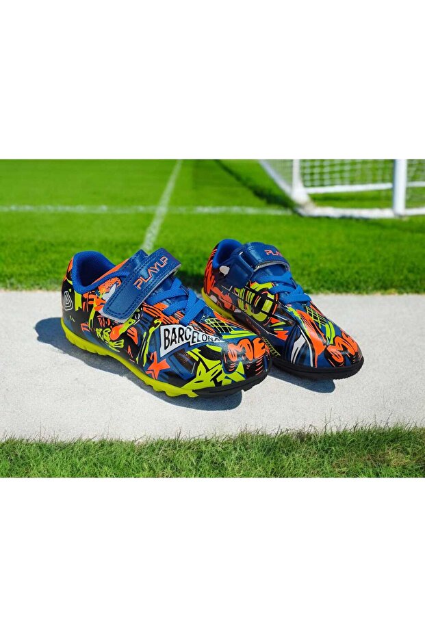 ÇOCUK HALISAHA AYAKKABI CIRTLI VE BAĞCIKLI RENKLİ DİJİTAL BASKILI TERMO TABAN - 1