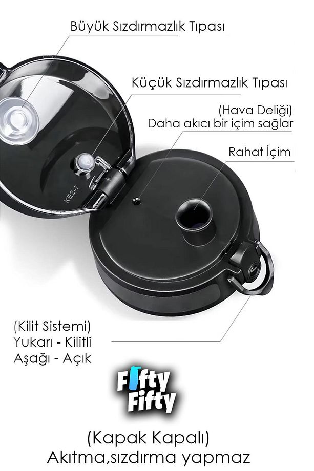 350 ML Pipetsiz Çift Renk Softtouch Tritan Çocuk Su Matarası -FFCOL350MLUZS - 4