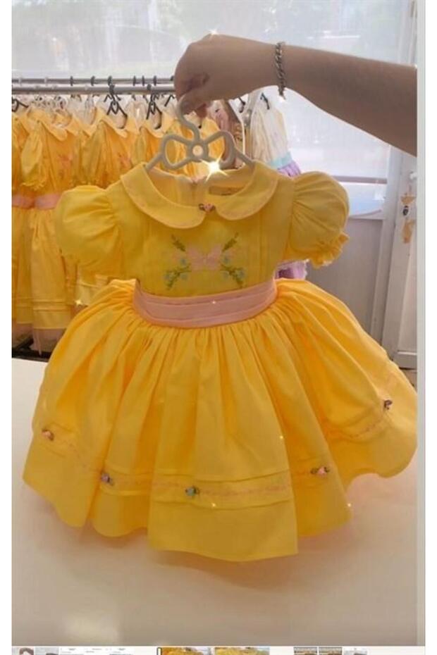 Yellow Princess Baby Girl Dress, Custom Tailored Girl's Dress, Birthday Dress, Photo Shoot