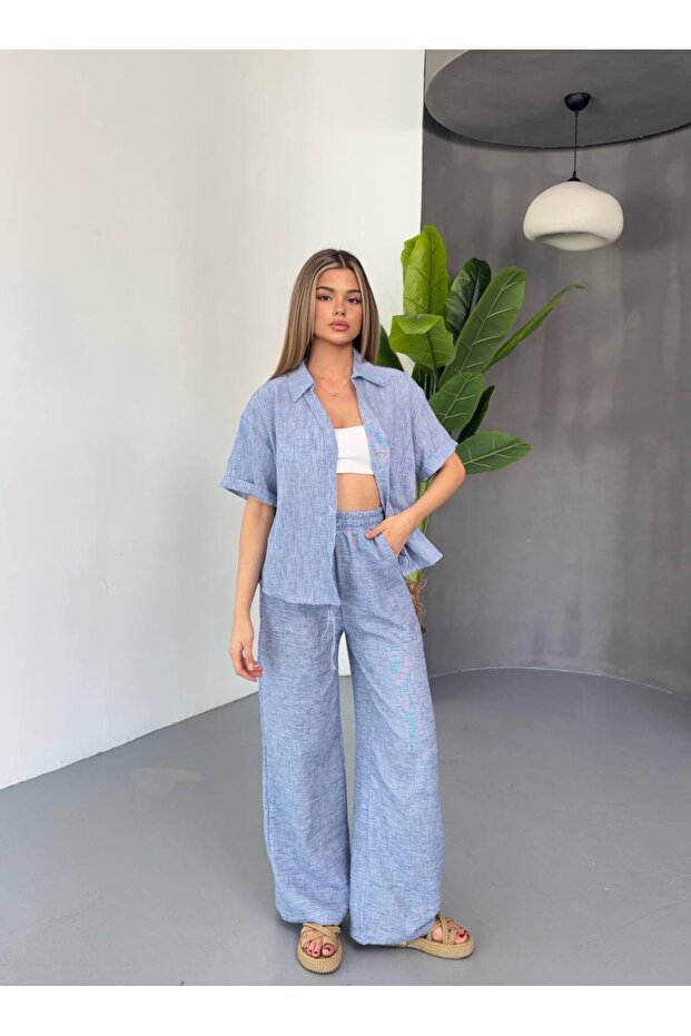 مجموعة مزدوجة مريحة من الكتان الموسلين - 1