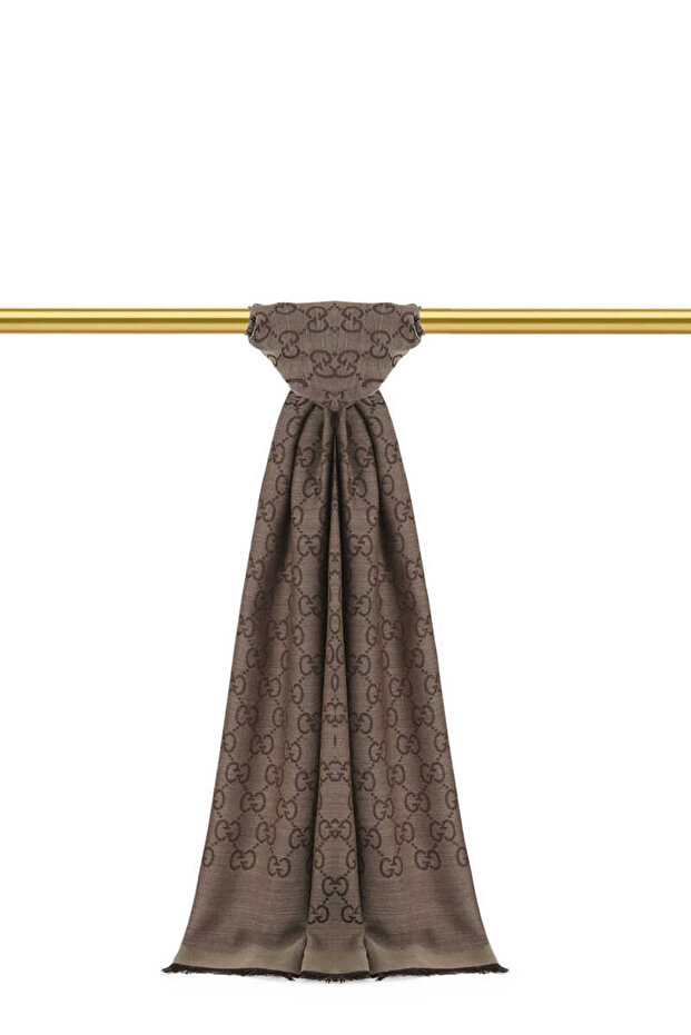 İnce Kumaş G Desen Pamuklu Şal Yün İpek Şal 4 Mevsim Çift Taraflı - 5