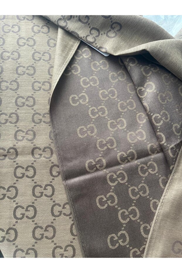 İnce Kumaş G Desen Pamuklu Şal Yün İpek Şal 4 Mevsim Çift Taraflı - 3