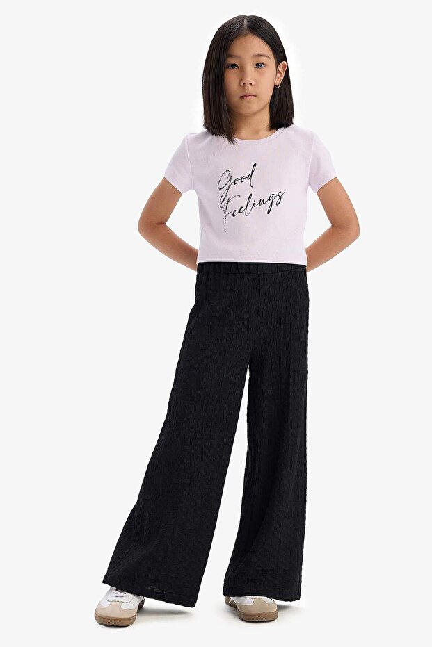 Corduroy 2-Piece Set Printed Short-Sleeved T-Shirt Wide-Legged Pants Girls C3814A825Sm
