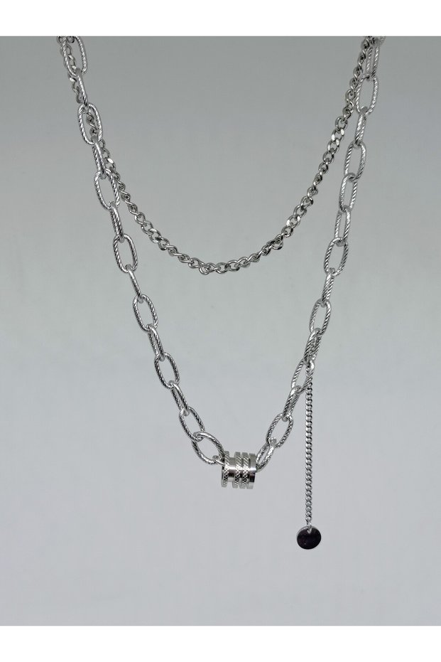 1. Grade Quality 316L Surgical Steel Women's Short Necklace, Double Chain Model No 30