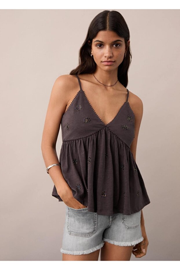 Paçaları Dikişsiz Denim Şort - 1