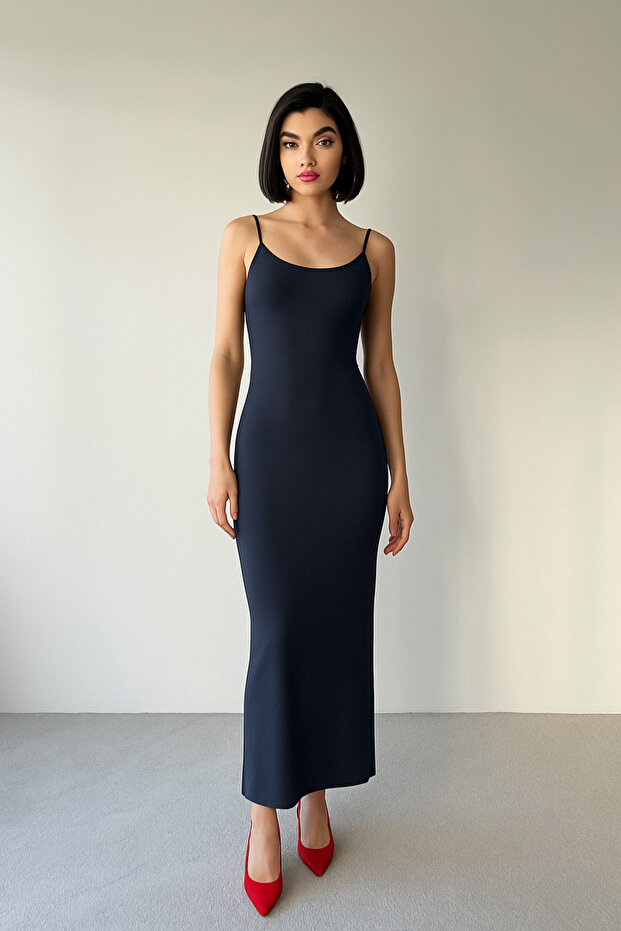 Kadın İp Askılı Basic Elbise - 1