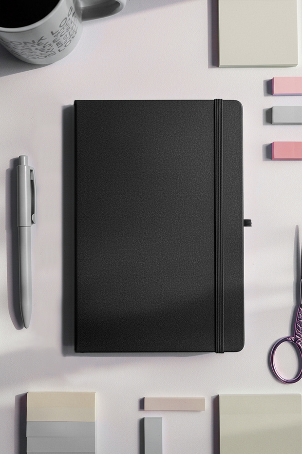 inkglo Siyah Çizgili Defter Sert Kapaklı Tarihsiz Ajanda Not Defteri 13x21 cm