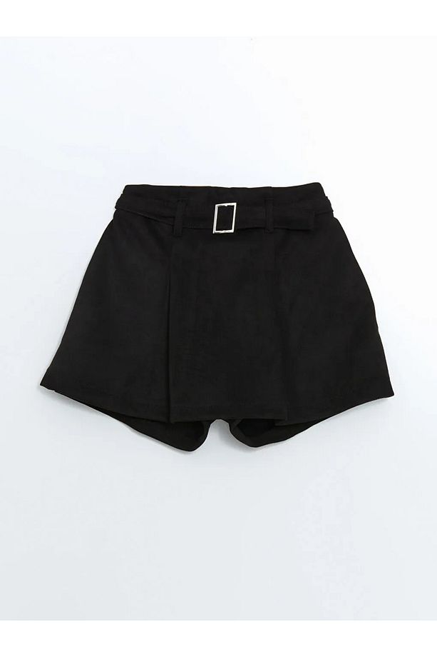 LCW Kids Siyah Beli Lastikli Kız Çocuk Şort Etek - 3