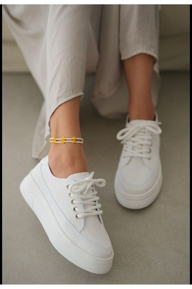 Ensar Sneaker Yüksek Bağcıklı Bez Canvas Orijinal Keten Spor Ayakkabı Kotnel - 3