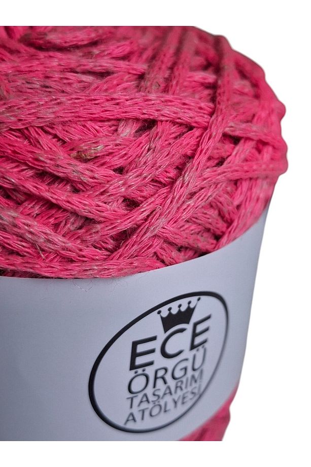 Pembe renkli pamuk makrome el örgü ipi (200 gr.) - 3