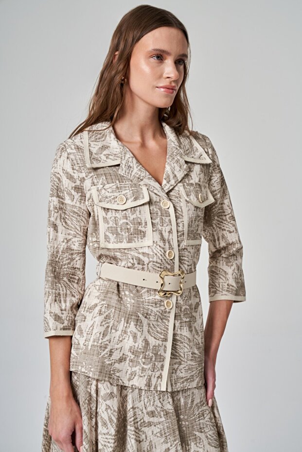 V Yaka Kemerli Ceket - 2