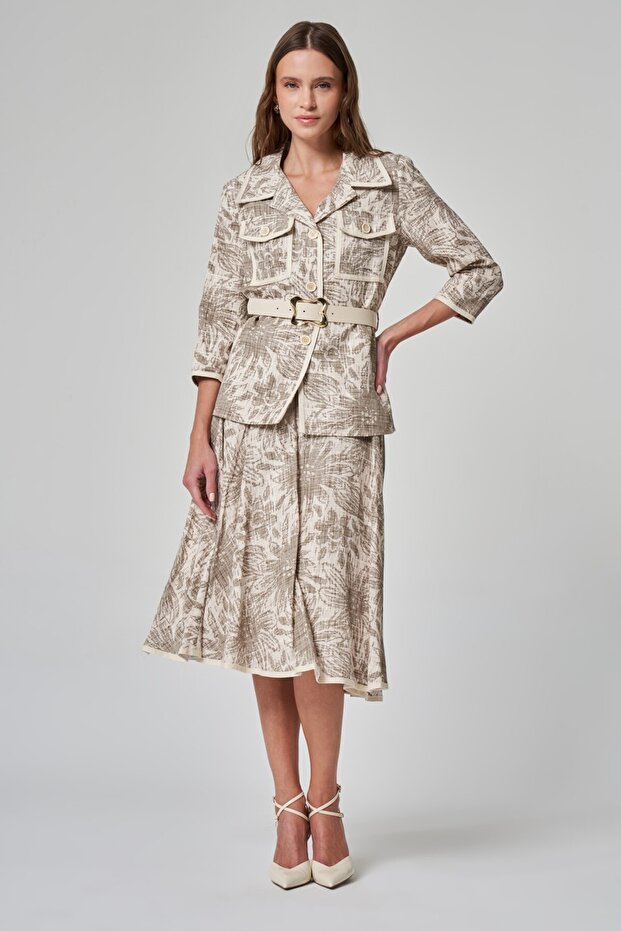 V Yaka Kemerli Ceket - 4