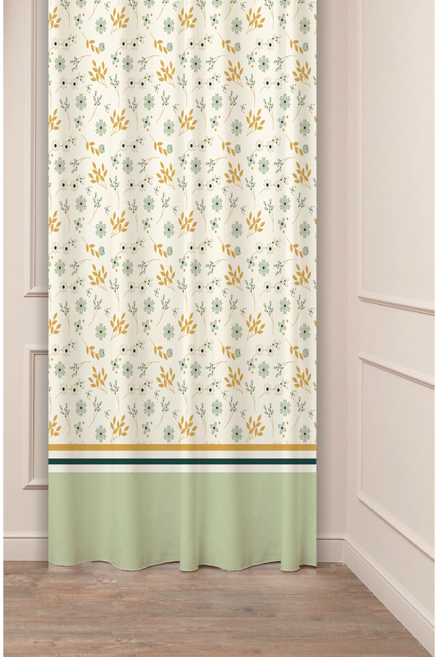Bohemian Flower Leaf Antique Patterned Special Design Digital Printed (Single Wing) Modern Stylish Style Background Curtain