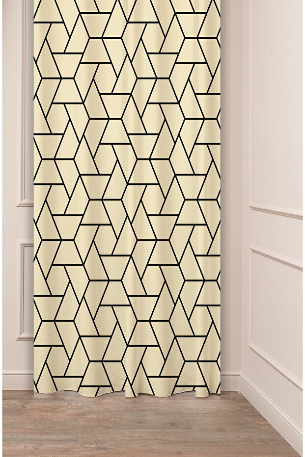 Flowers Leaf Striped Bohemian Patterned Special Design Digital Printed (Single Wing) Modern Stylish Background Curtain