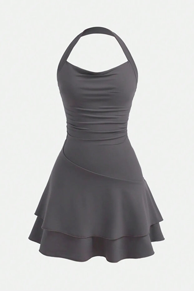 Boyundan Askılı Mini Elbise - 1