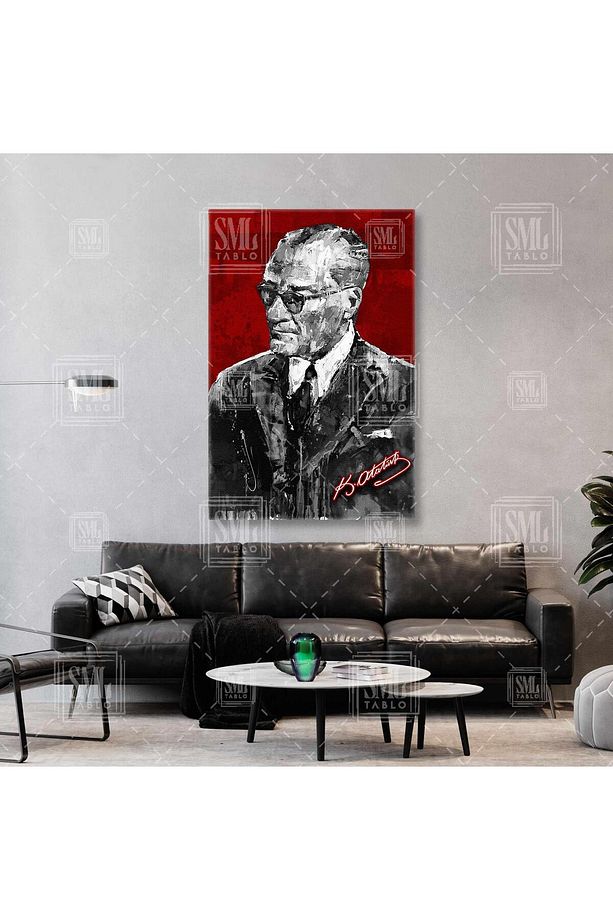 Mustafa Kemal Atatürk Imzası Beşiktaş Dikey Kanvas Tablo - 1
