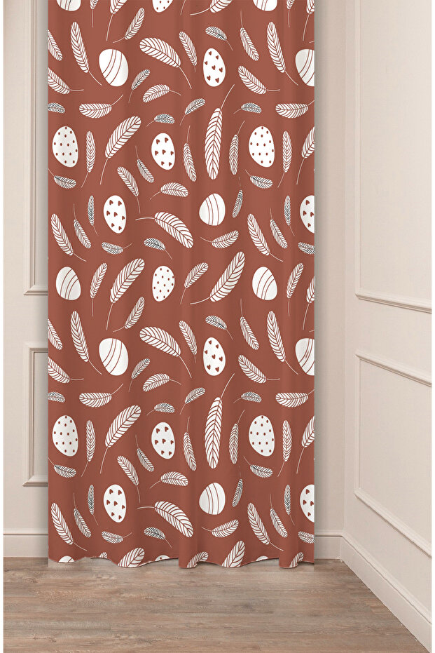 Flowers Leaf Striped Bohemian Patterned Special Design Digital Printed (Single Wing) Modern Stylish Background Curtain