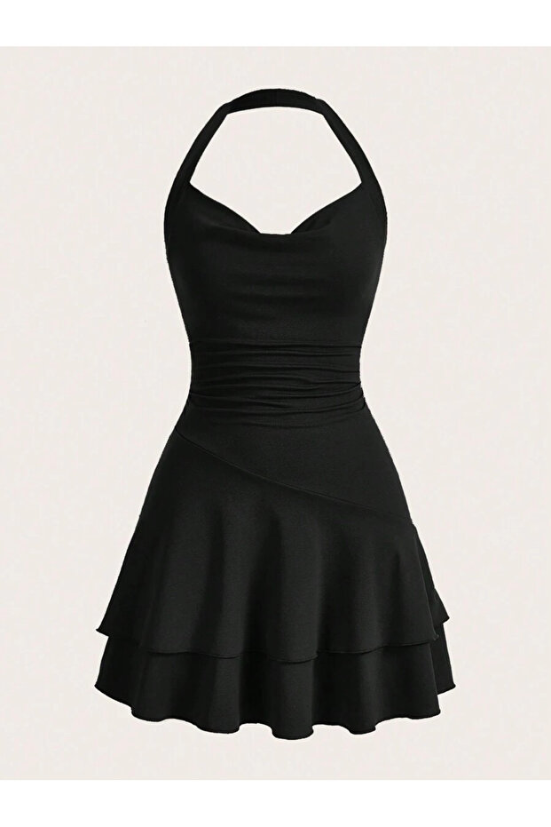 Boyundan Askılı Mini Elbise - 1