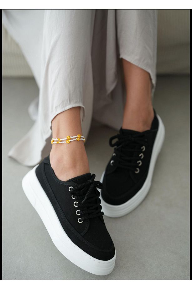 Ensar Sneaker Yüksek Bağcıklı Bez Canvas Orijinal Keten Spor Ayakkabı Kotnel - 3