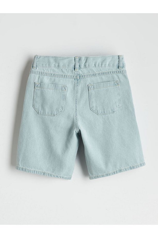 LCW Kids Indigo Beli Ayarlanabilir Lastikli Erkek Çocuk Jean Şort T T - 2