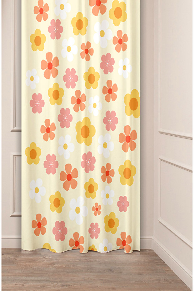 Bohemian Flower Leaf Antique Patterned Special Design Digital Printed (Single Wing) Modern Stylish Style Background Curtain