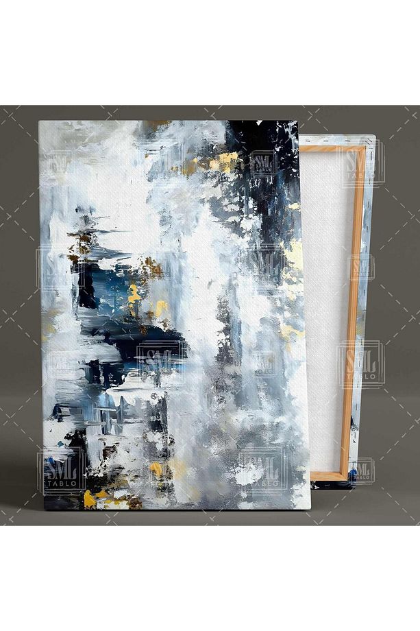 Gold Detaylı Mermer Deseni Soyut Abstract Dikey Kanvas Tablo - 2
