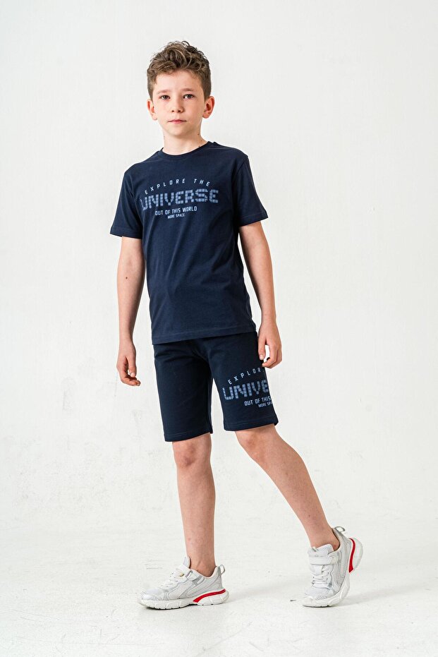 Explore the Universe Out of This World More Space Printed Boys Shorts - T-Shirt Set
