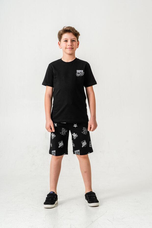 Super Racer Printed Boys Shorts - T-Shirt Set