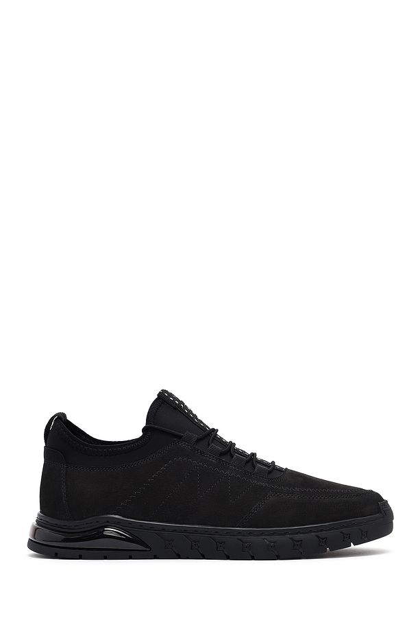 Erkek Siyah Bağcıklı Nubuk Deri Comfort Sneaker 25SFD6418V3 - 1