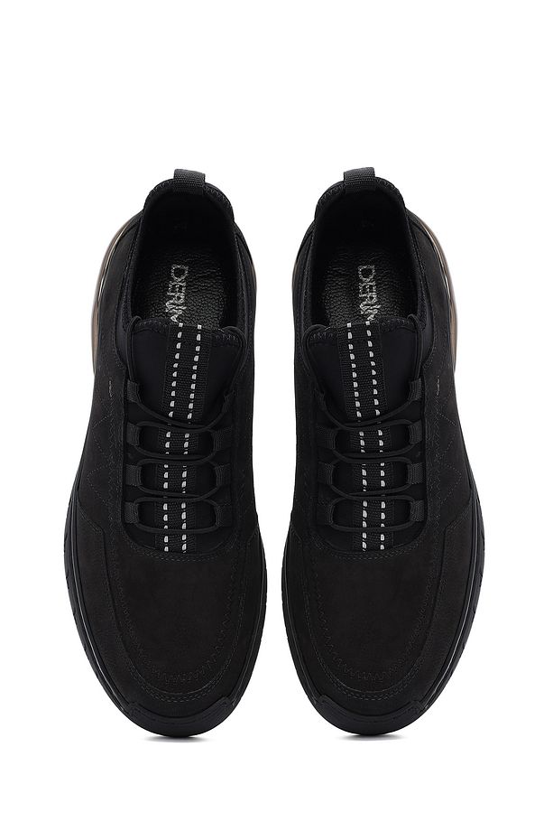 Erkek Siyah Bağcıklı Nubuk Deri Comfort Sneaker 25SFD6418V3 - 7