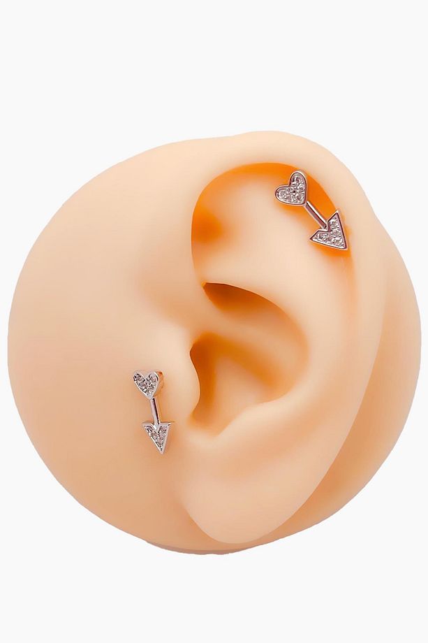 Cerrrahi Çelik Zirkon Taşlı ''Eros'un Oku'' Tragus Helix Piercing (1adet) - 2