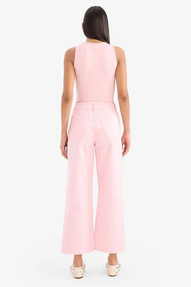 Culotte Gabardin Kumaş Pantolon Yüksek Bel Geniş Paça C7535ax25sp - 6