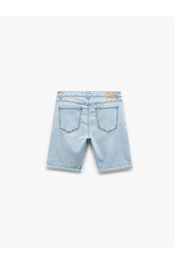 Oversize Kot Şort Bermuda Cep Detaylı Pamuklu - 5