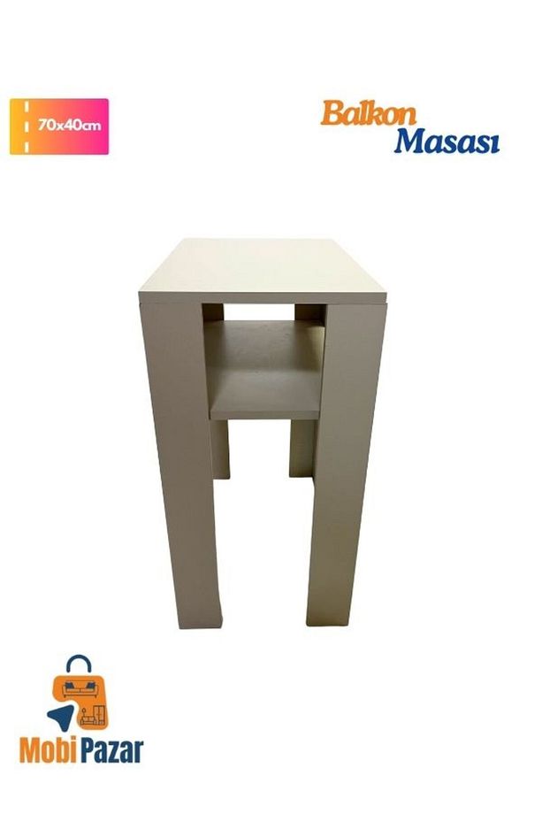 Raflı Balkon Masası, 40x70cm, Raflı Ufak Masa, Çalışma Masası, Kahvaltı Masası - 3