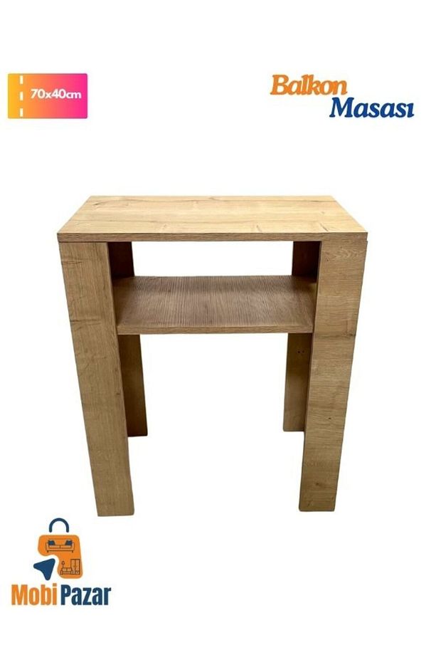 Raflı Balkon Masası, 40x70cm, Raflı Ufak Masa, Çalışma Masası, Kahvaltı Masası Safirmeşe - 2