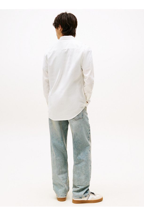 Regular Fit Ekru Düz Erkek Gömlek DM0DM20875YBL TJM REG LINEN BLEND - 3