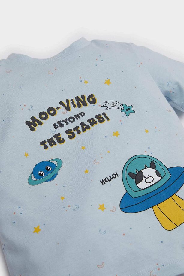 Erkek Bebek Pijama Takımı Baskılı Kısa Kollu Penye Üst Beli Lastikli Şort E1184A525HS - 3