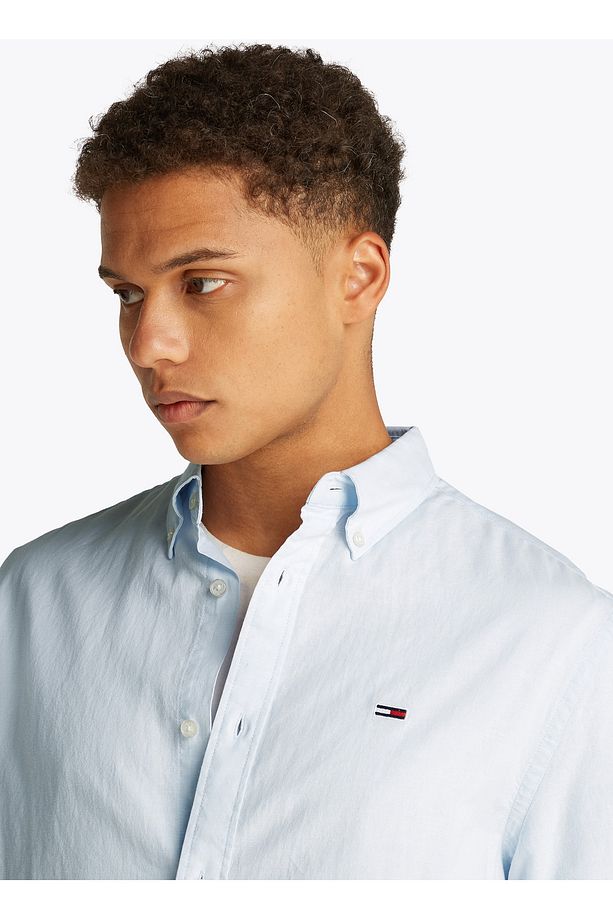 Regular Fit Mavi Düz Erkek Gömlek DM0DM20875C3Q TJM REG LINEN BLEND - 3